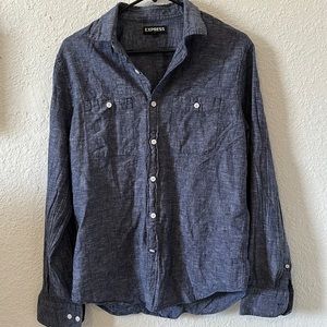 🔵Express Long Sleeve Button Down Denim Shirt🔵